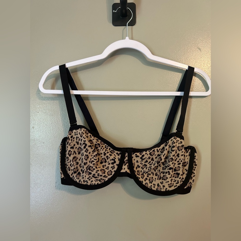 CUUP the balconette sheer cheetah print bra size 36 D